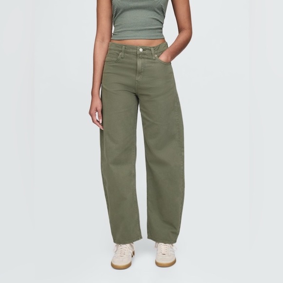 GAP Denim - GAP High Waisted Barrel Jeans in Olive Green